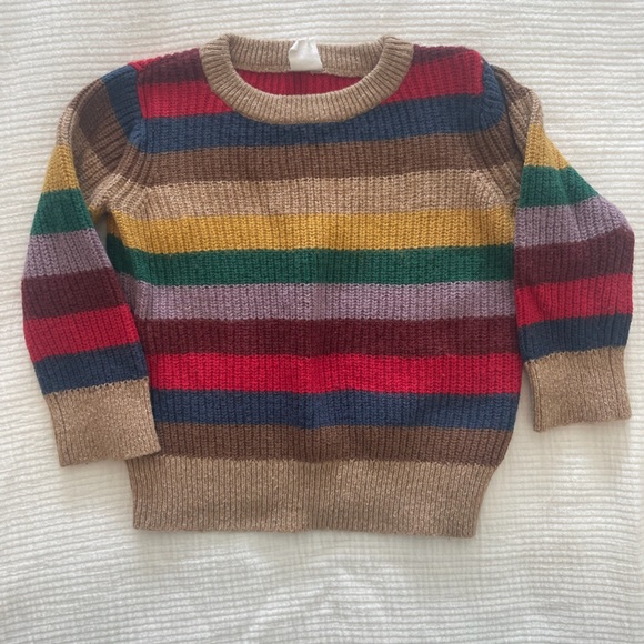 GAP Tan Multi-Stripe Sweater, Size 12-18M - Picture 1 of 6